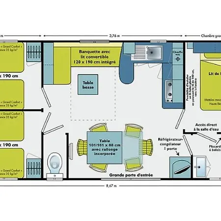 Mobil-home Pour 7 Personnes Avec Terrasse A - Api-1-52-1423 مكان تخييم